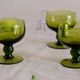 Set of 12 olive green wine glasses, mouth soufflé from the 50s