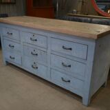 Original 1950s gray patinated 9-drawer craft cabinet