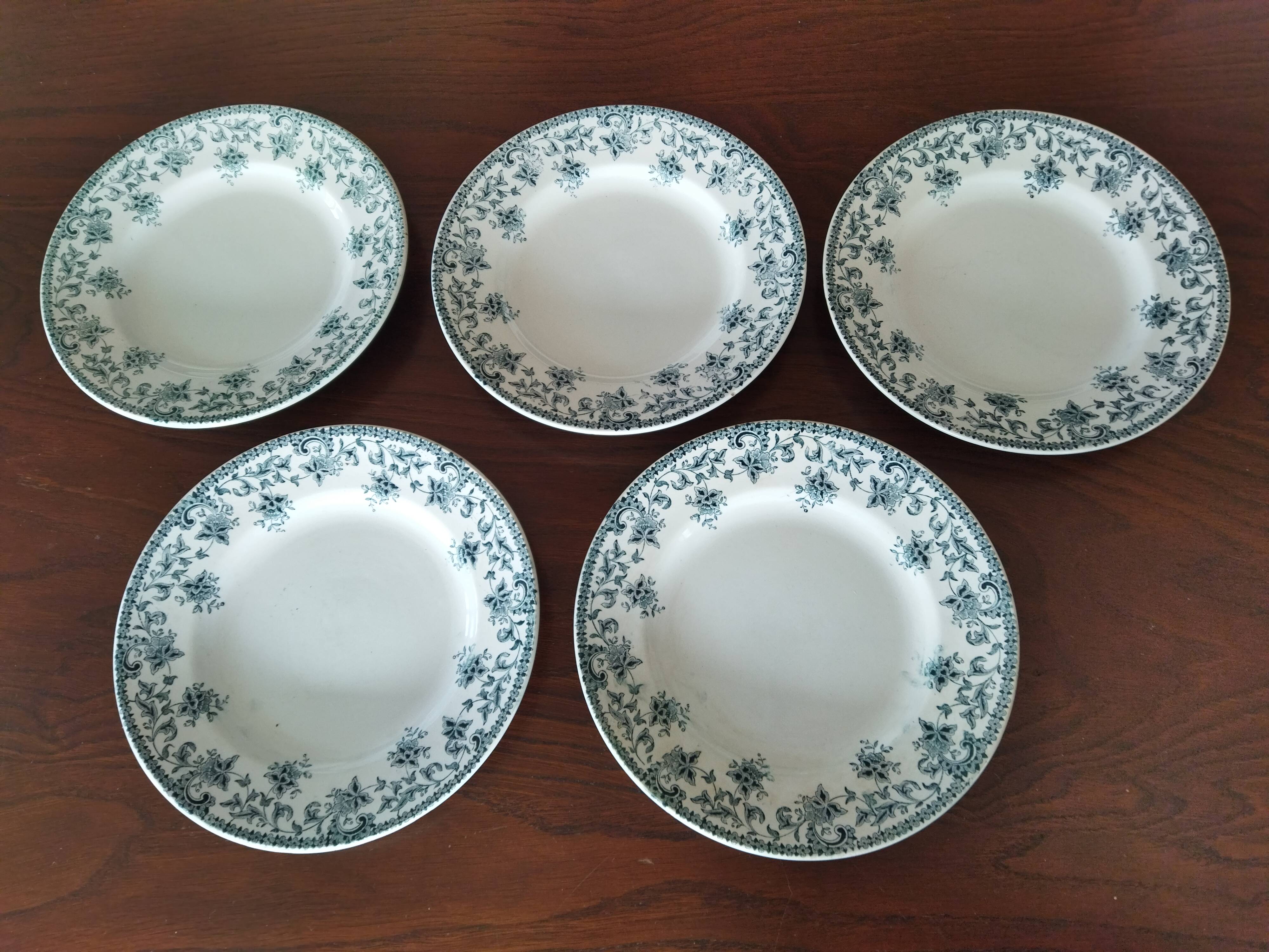 5 flat plates in St Amand "Jane" iron clay