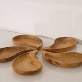 Set of vintage olive wood ramekins from the 1970s.