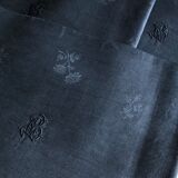 Lot four damasked and monogrammed towels linen and night blue silk