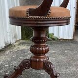 Mid-19th century solid walnut harpist's chair