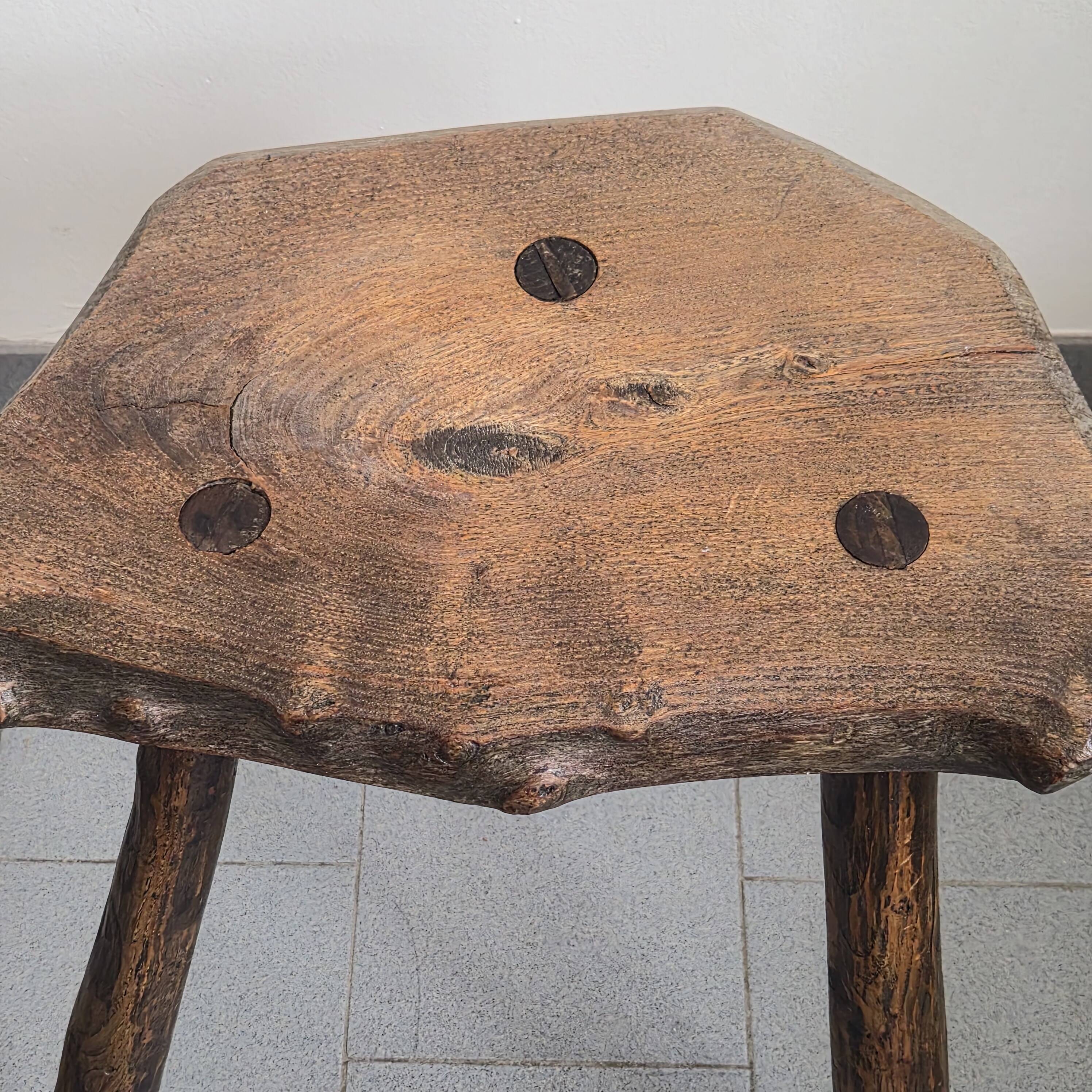 Pair of vintage brutalist stools from the 1970s.