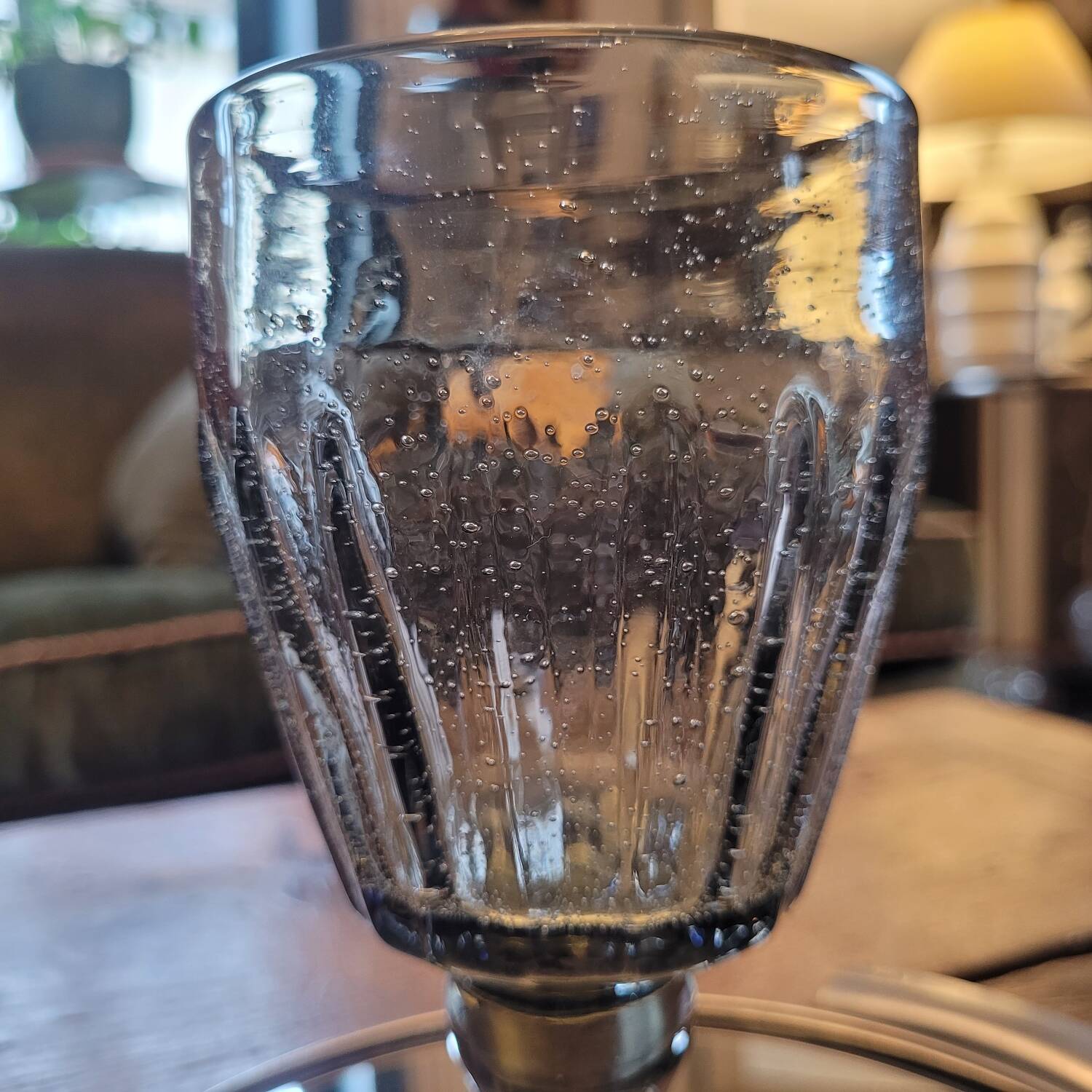 Footed glass La Rochère, 70's bubble glass