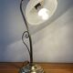 Vintage swan neck lamp in gilded metal and frosted glass