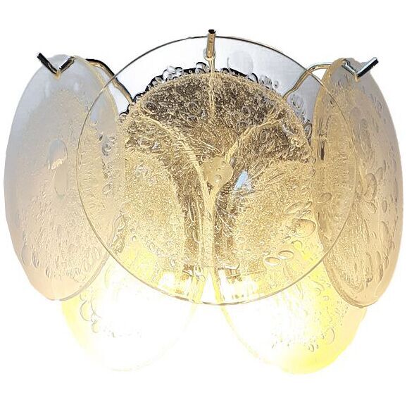 Transparent and pulegoso “disks” murano glass wall sconce