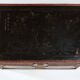 Beautiful vintage Chinese trunk in wicker, black and gold lacquered wood, and brass.
