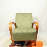 Fauteuil Art déco en jacquard géométrique vert par Kropacek Kozelek 1950