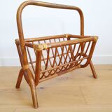 Vintage rattan magazine rack