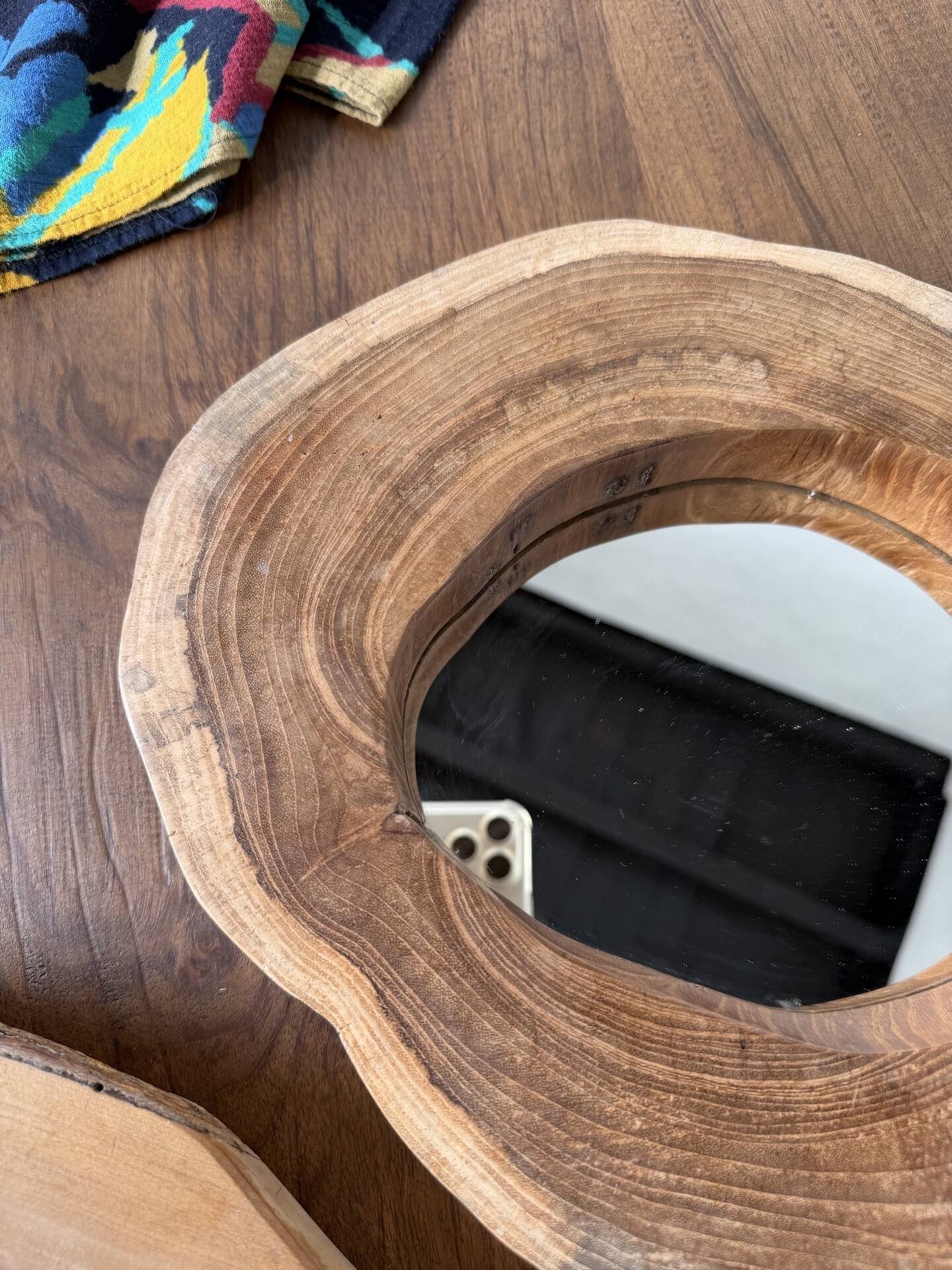 Set of 2 organic brutalist mirrors wood 1950s