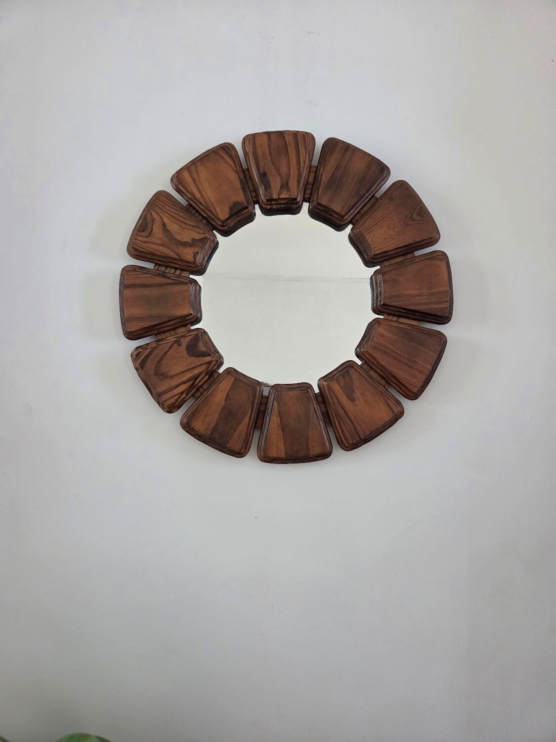 Brutalist wooden mirror, 1970