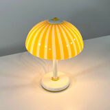 Lampe de table à rayures jaune en verre de murano par dv, 1970