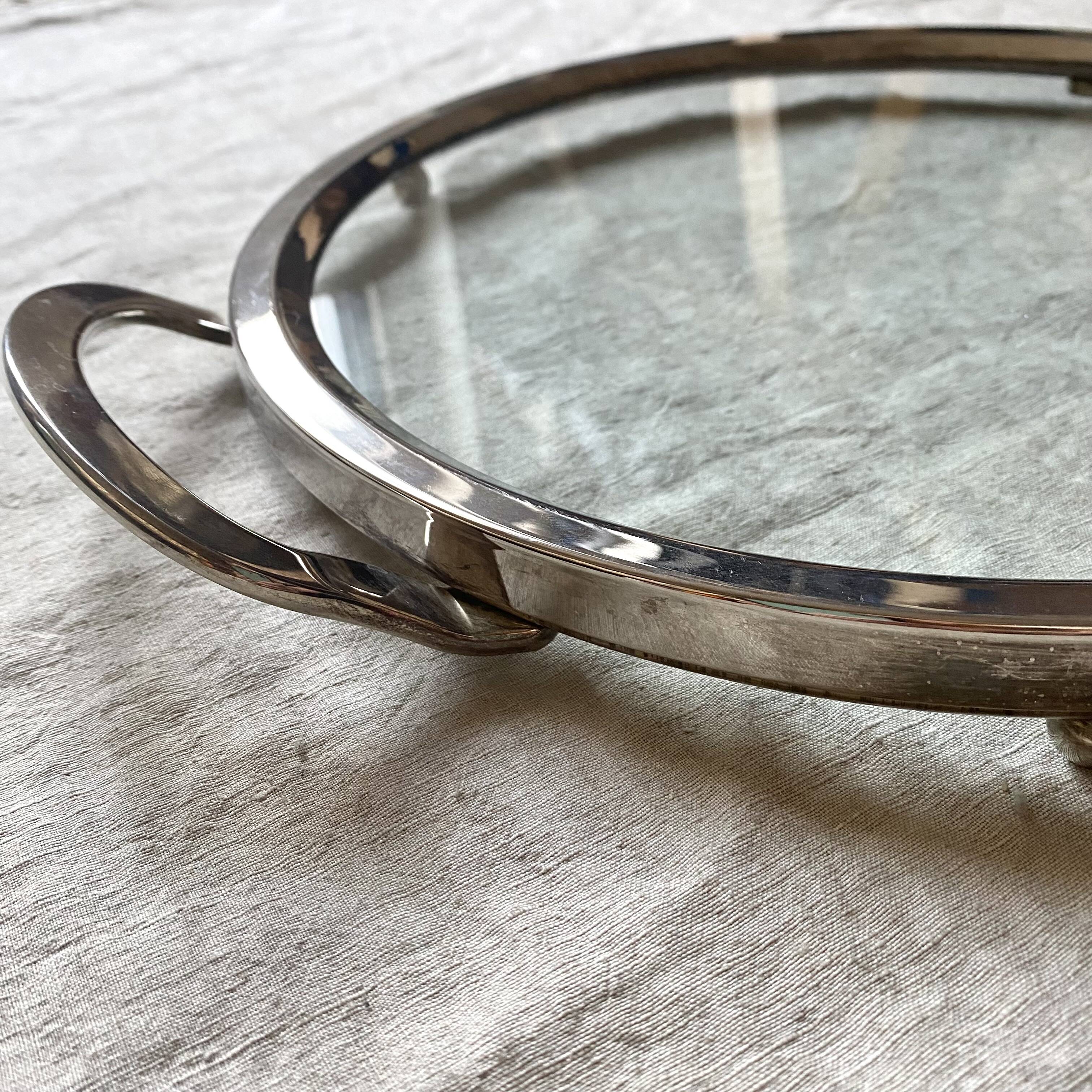 Antique top in glass and silver metal