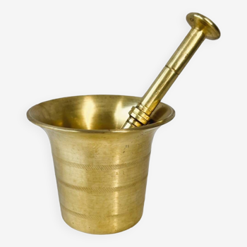 Large brass mortar with pestle