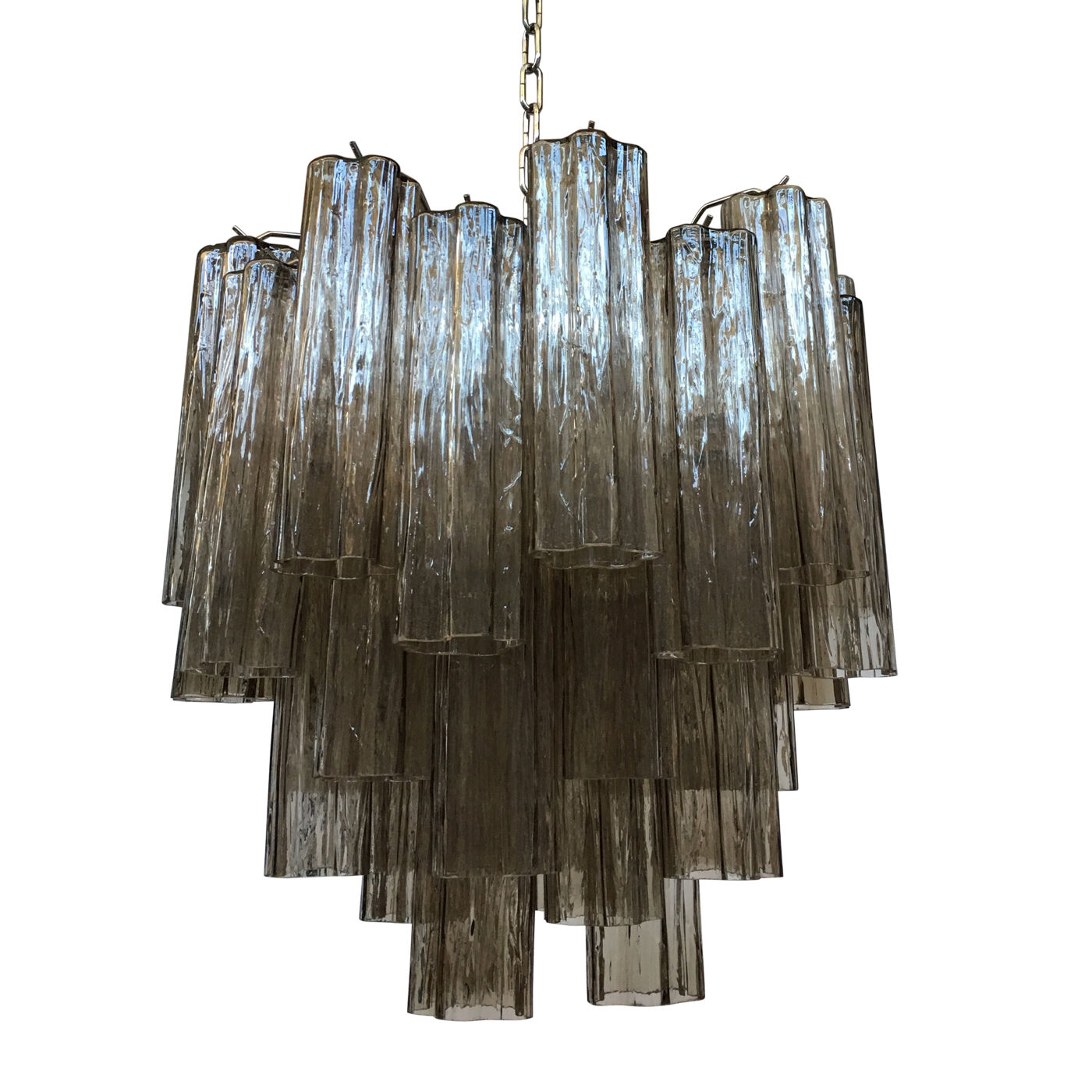 Chandelier in Murano glass "Tronchi" with chrome metal