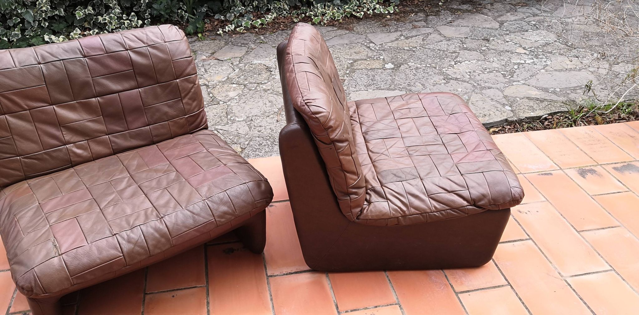 Tranas Sweden patchwork leather heaters by OVERMAN, 1970 Set of 2
