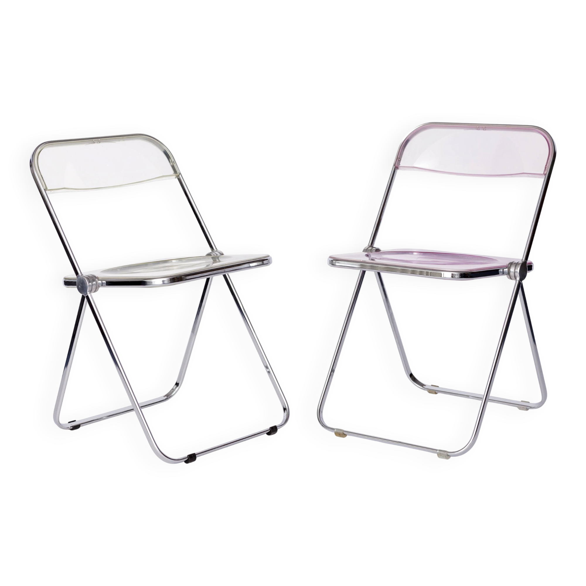 Pair of Vintage Castelli Plia Folding Chairs, 1970s Italy, Original Design