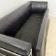 Old 3-seater sofa in tubular and black leather by Kébé, Denmark 1970s