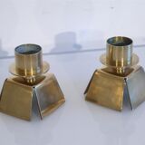 Pair of vintage Danish brass candle holders 1970