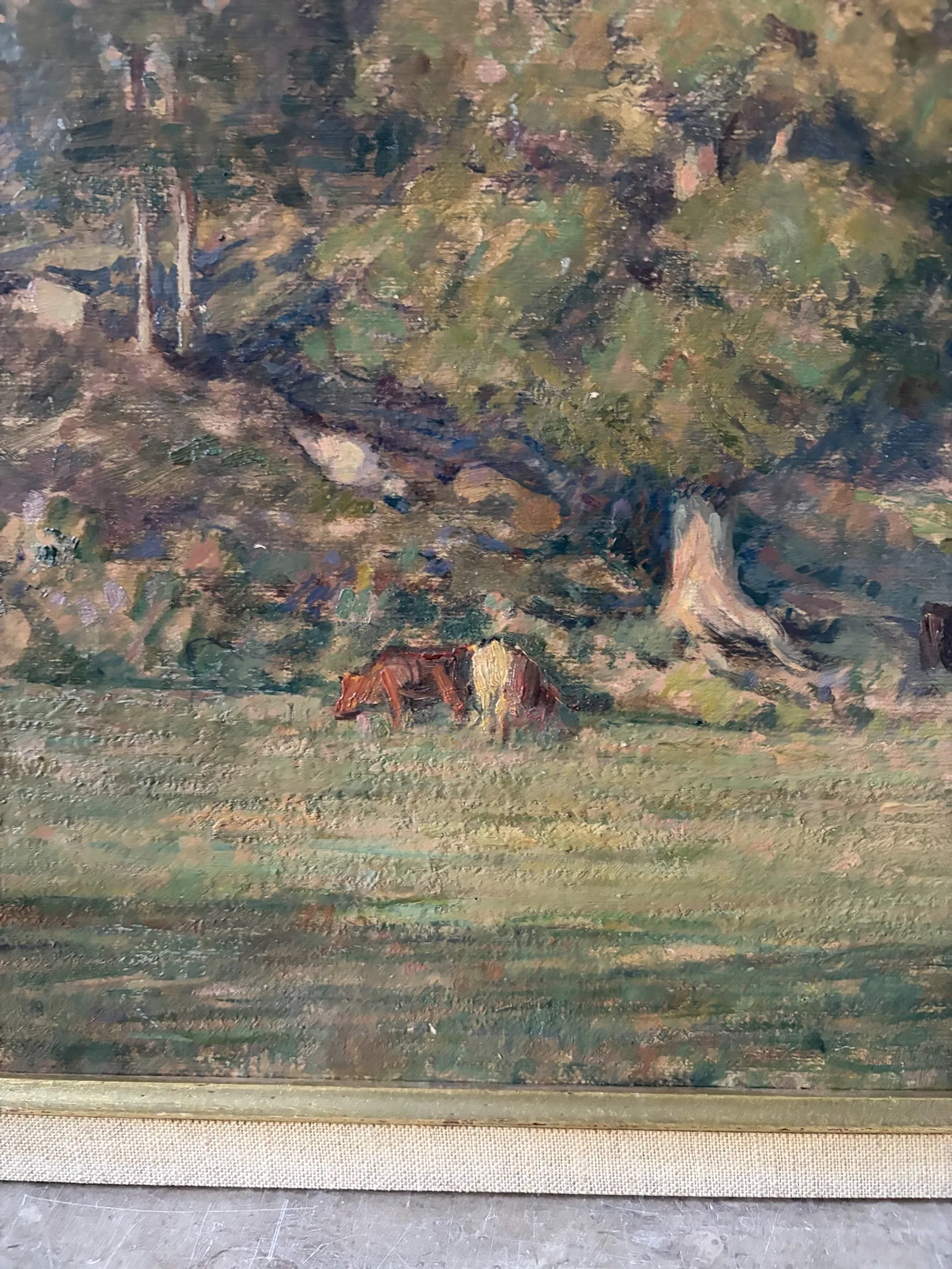 Landscape with cows, signed Abel Gay.
