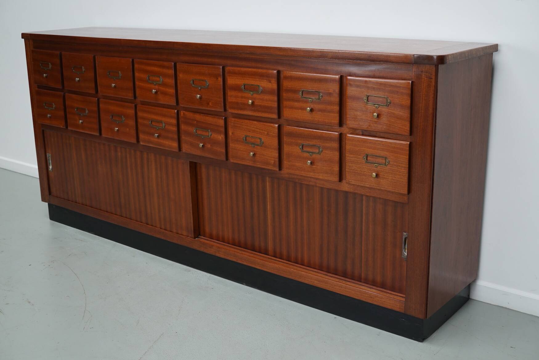 Vintage Mid-Century Dutch Hardwood Shop / Apothecary or Filing Cabinet
