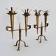 Large Pair of Vintage French Gold Wrought Iron 2 Candle Holders 60