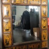 Chinese-inspired wooden mirror