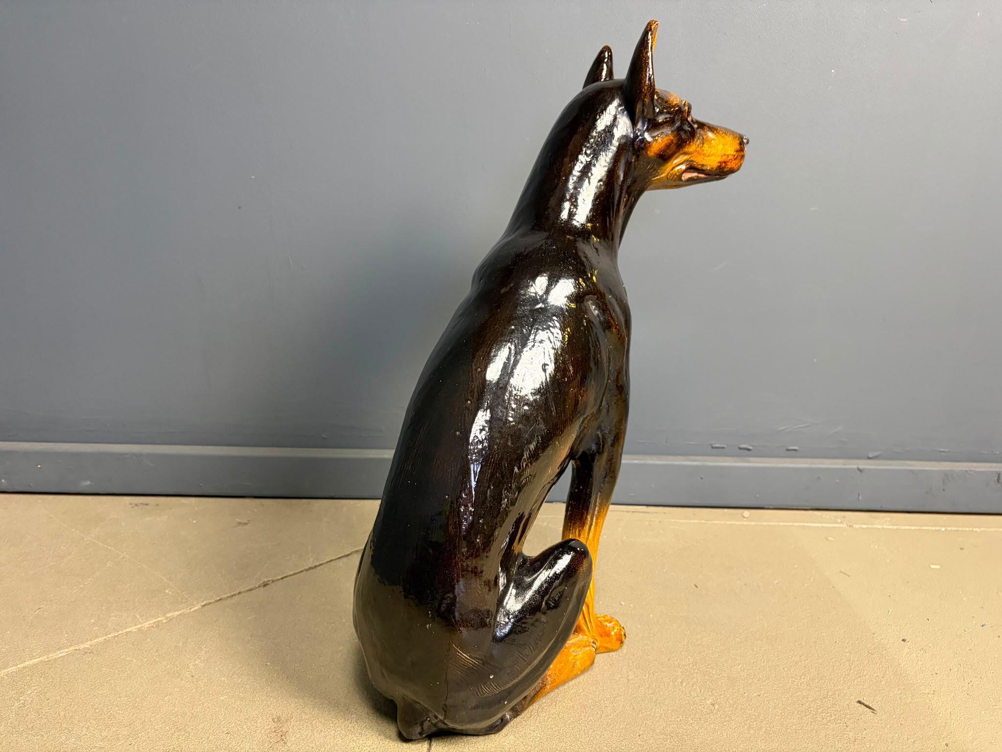 Vintage ceramic sculpture of a Doberman, 1960s