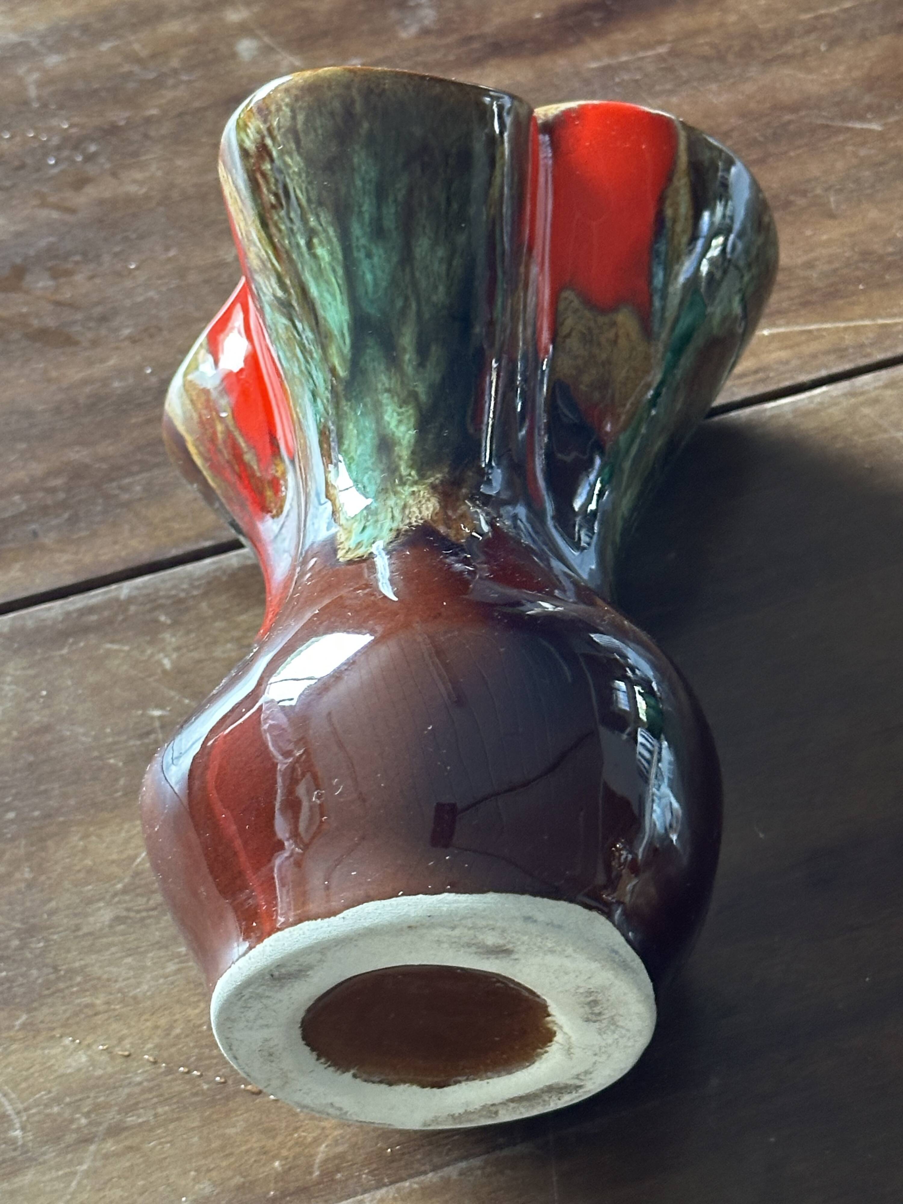 Vintage TriFlore Vase, Vallauris Ceramic, H 16 cm