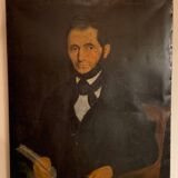 Tableau ancien, portrait de Louis Vallez (1807-1857) ,XIX siècle