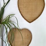 Pair of decorative trays in braided bamboo