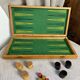 Jeu de backgammon, coffret, dès et jetons en bois 