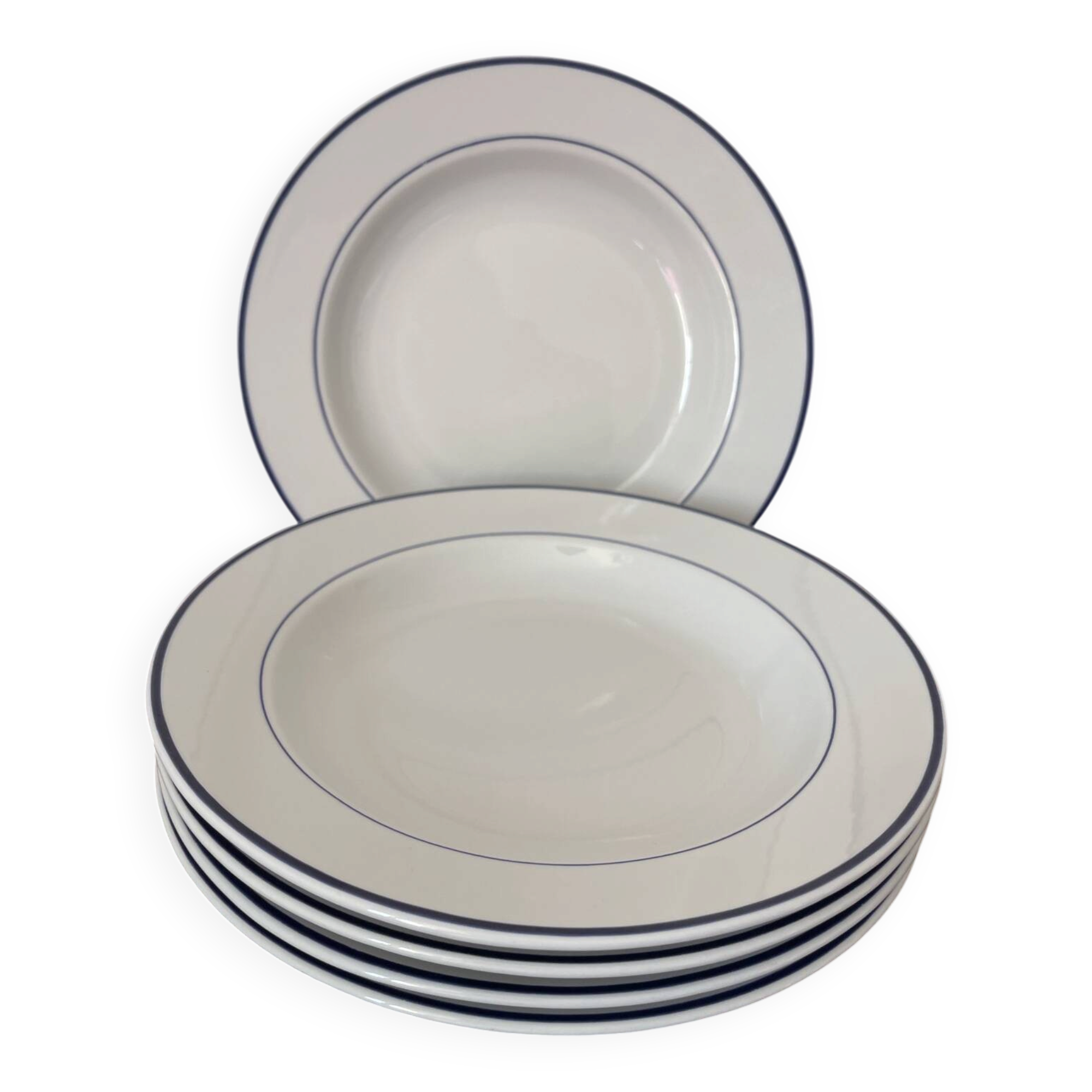 Set of 5 deep porcelain plates from Italy.