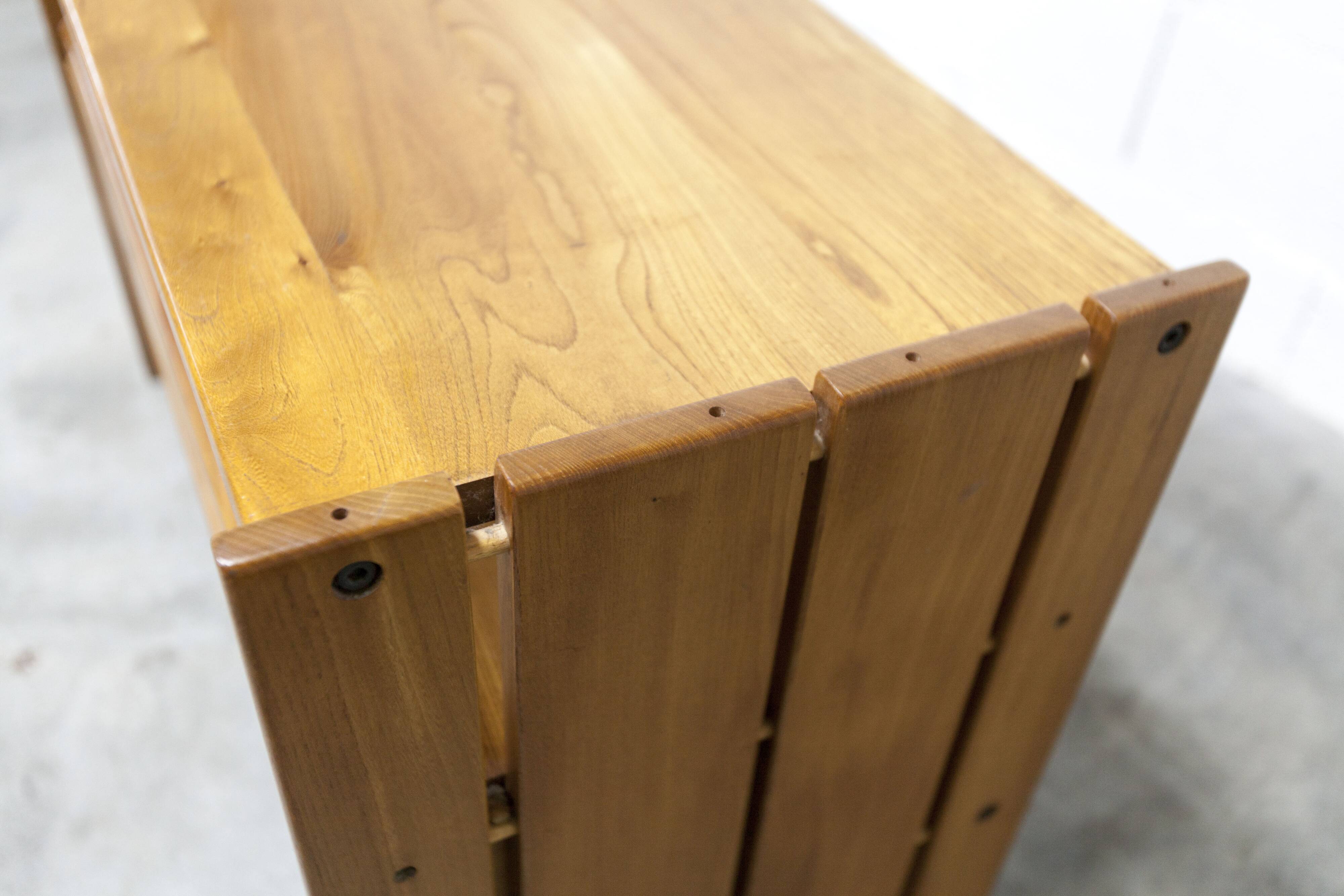 Low furniture Maison Regain solid elm 1960 with drawer