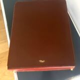 Vintage leather and brass office mail holder by Longchamp Design