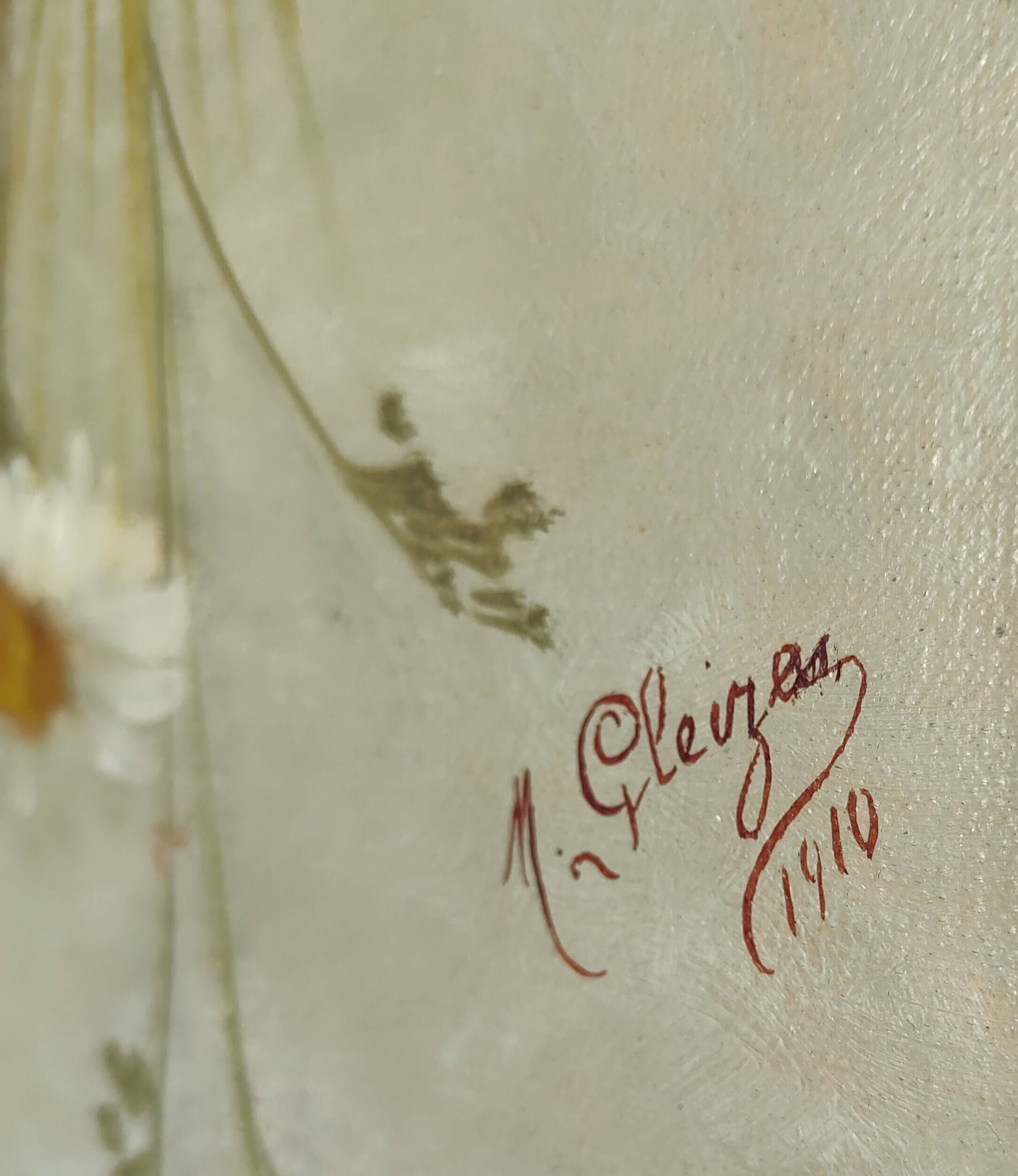 Oil painting on canvas "Country spray with poppies" 1910 signed