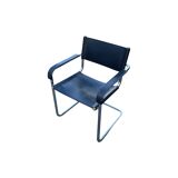 Set of 4 bauhaus cantilever chairs black leather and chrome design