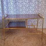 Coffee table with gold metal vinyl holder from the 70s)