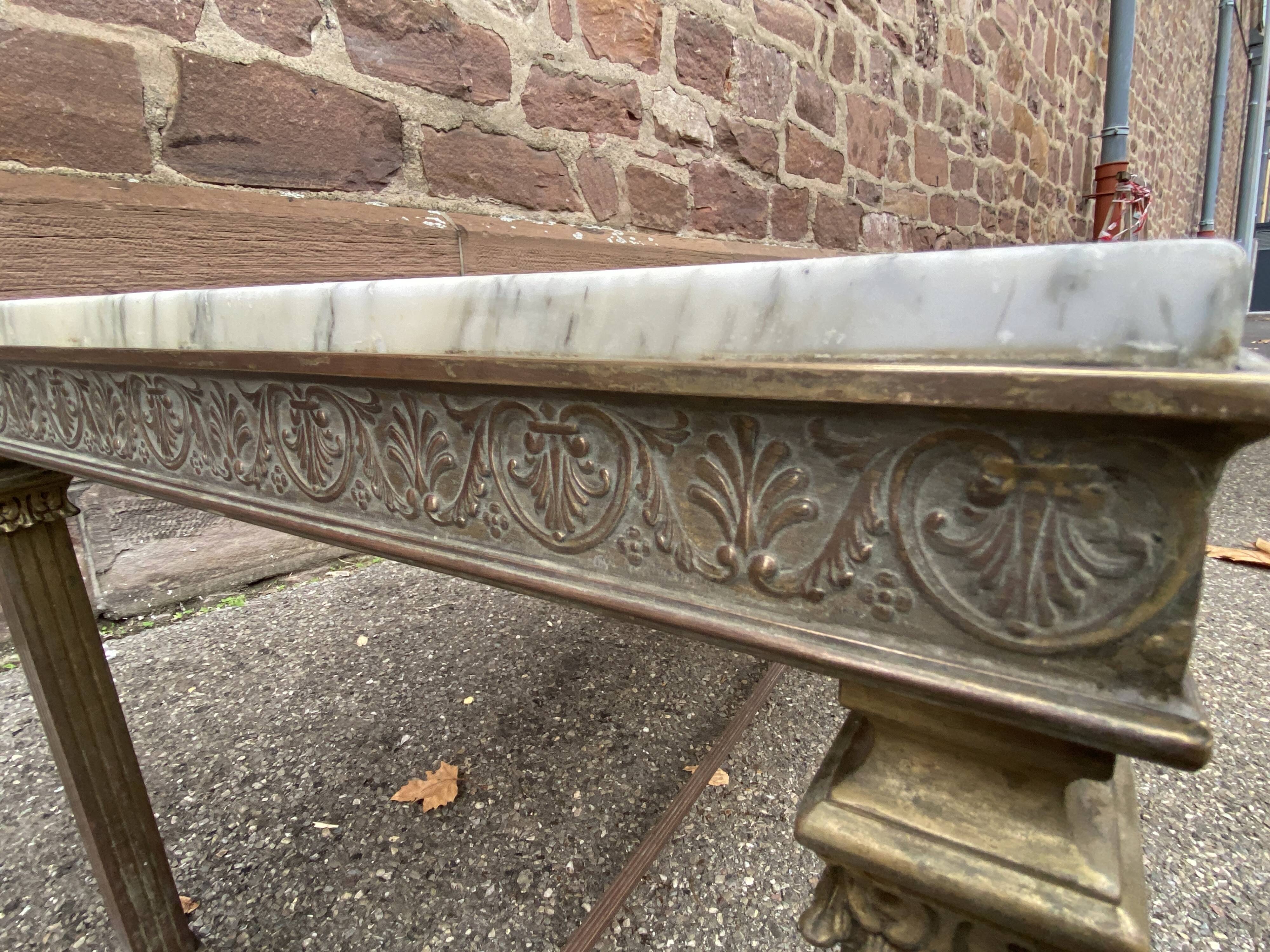 Louis xvi empire style coffee table in gilded bronze 1950
