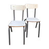 Set of two vintage children's chairs in white Formica