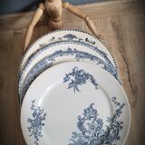 Set 4 blue mismatched plates