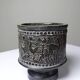 Small Greek pot in black terracotta with animal decoration, craftsmanship from 1960-80.