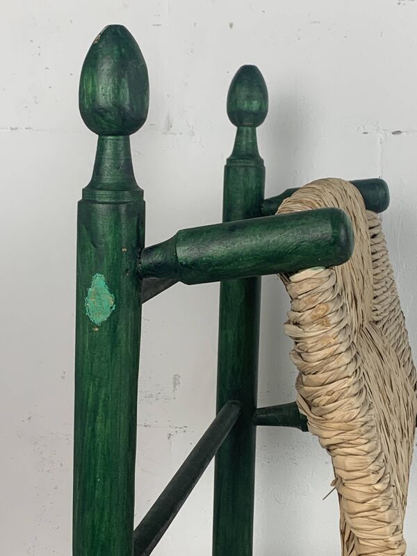 Fauteuil bas en paille de jonc français dans le style de Charles Dudouyt, années 1950