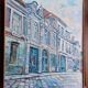 Tableau signé représentant une rue pavée du vieux Lille