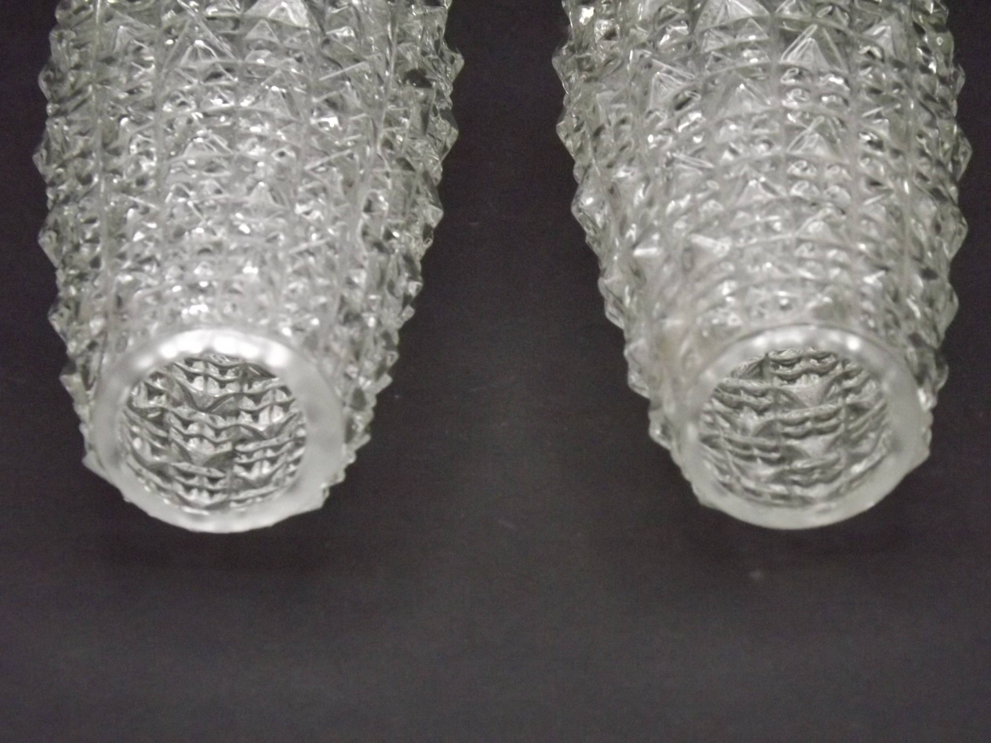 Pair of Vintage Cut Glass Retro Replacement Shades for Chandeliers/Wall Lights