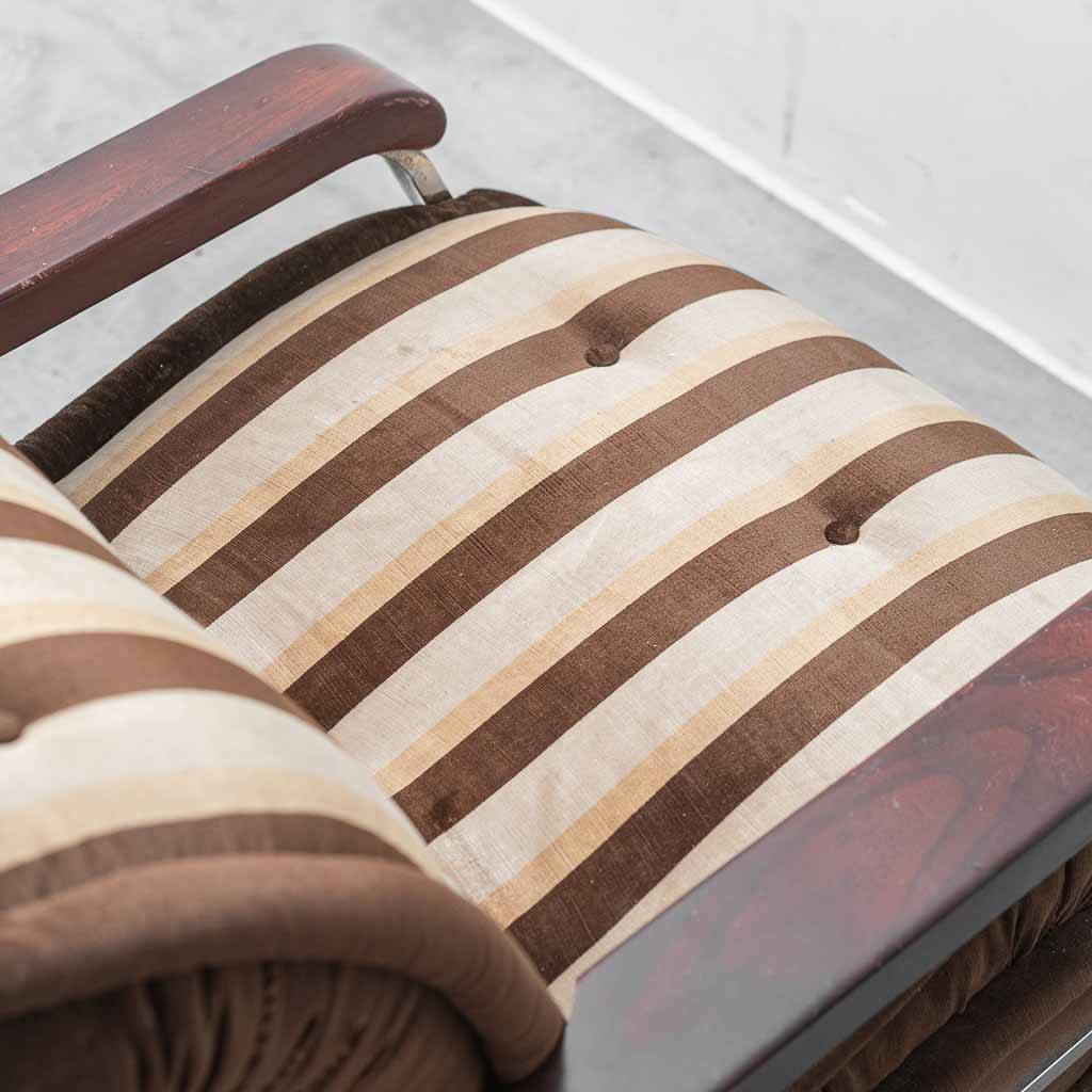 Vintage Malga model armchair in striped fabric – 1970s design
