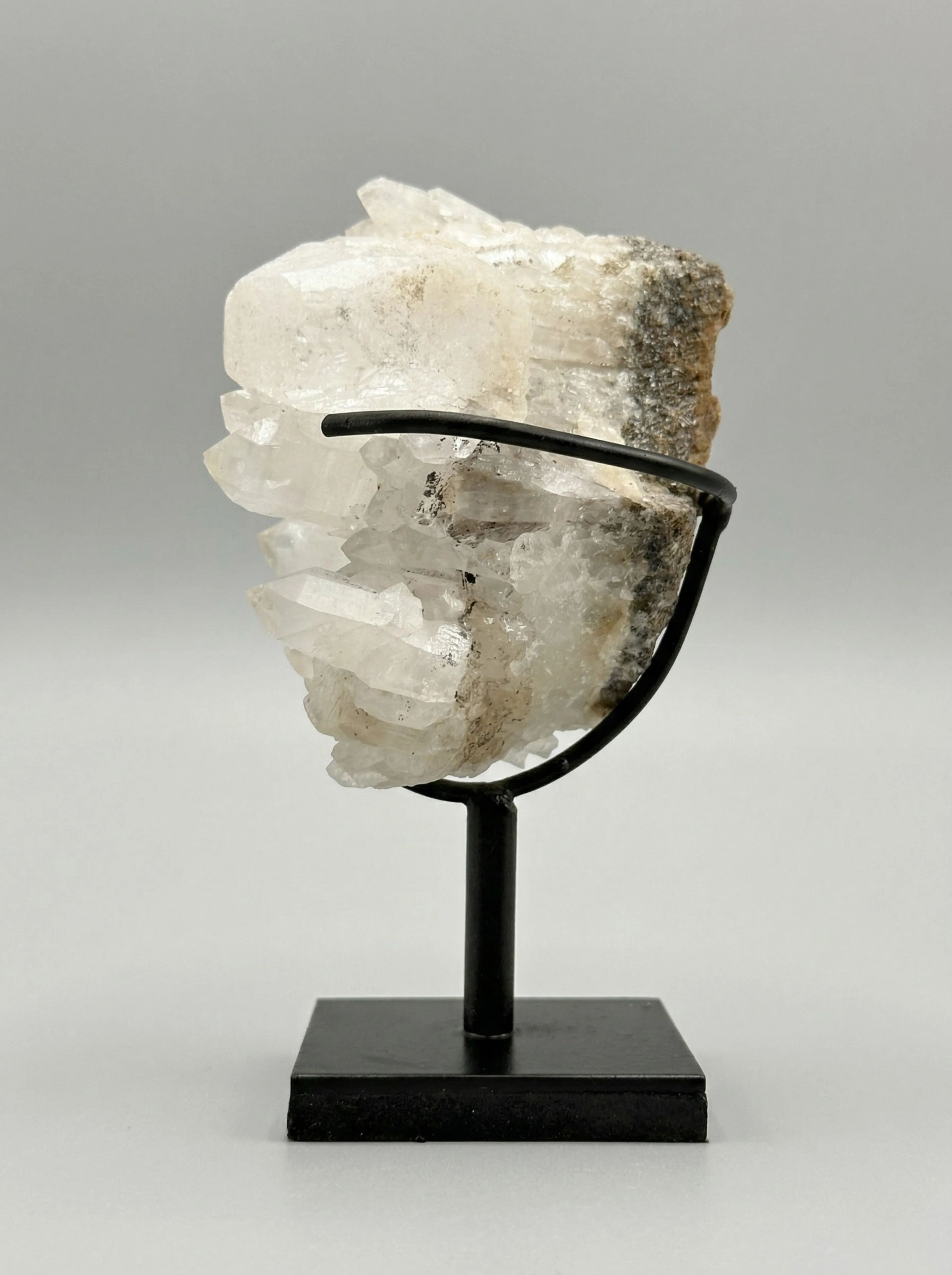 Decorative duo — Maligano jasper sphere & quartz clusters on bases