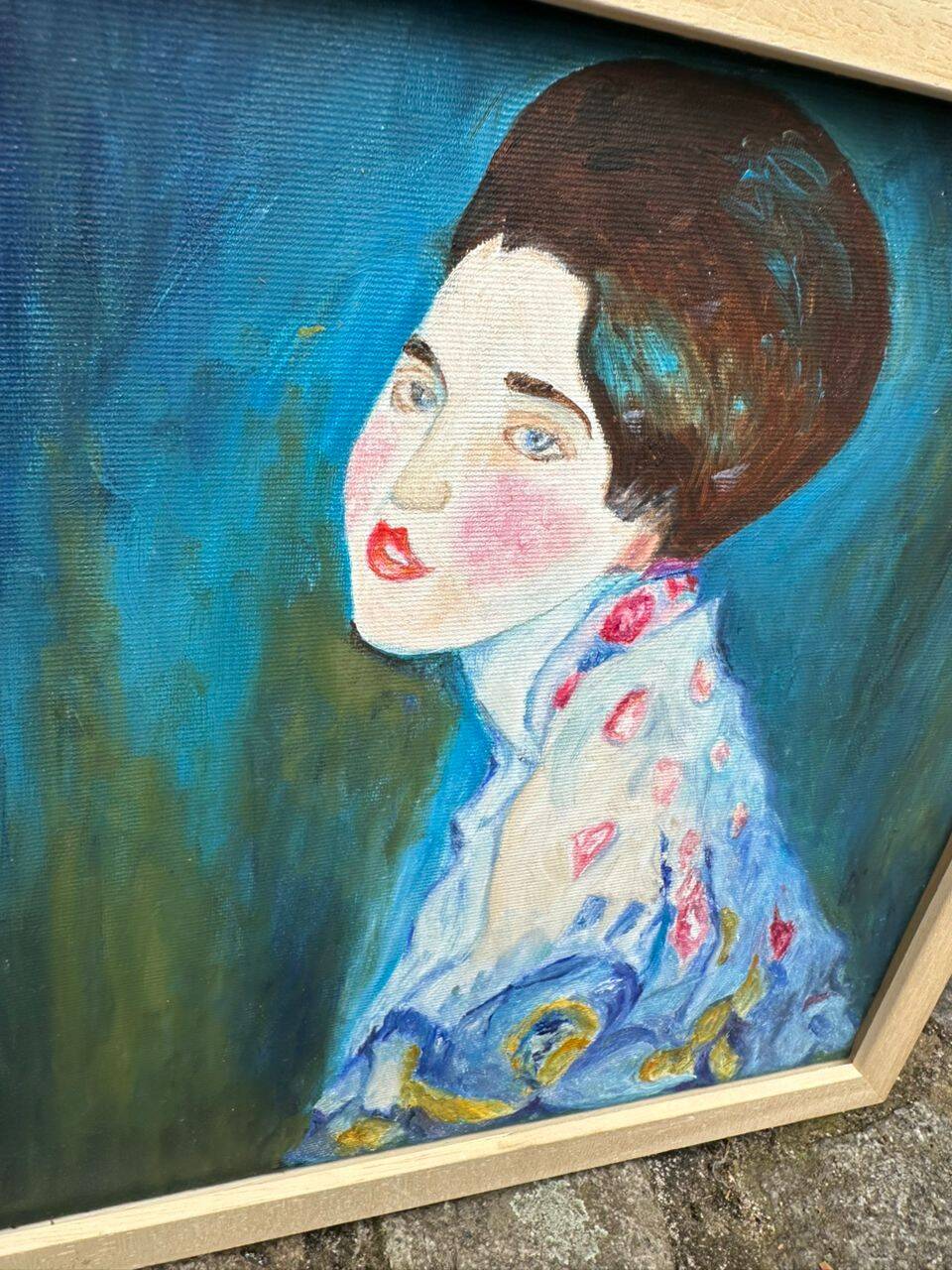 5 tableaux, reproductions peintes à la main hommage à Gustav Klimt