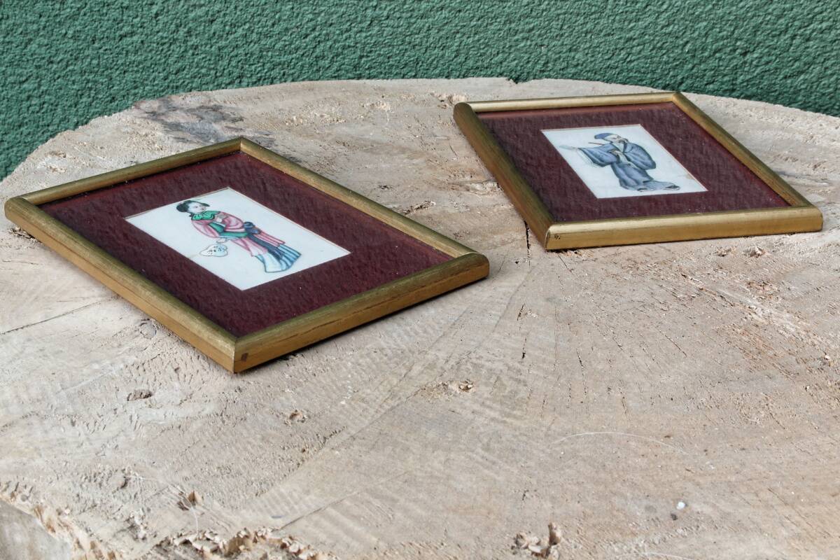 Pair of gouaches on rice paper, Chinese school of the 19th century.