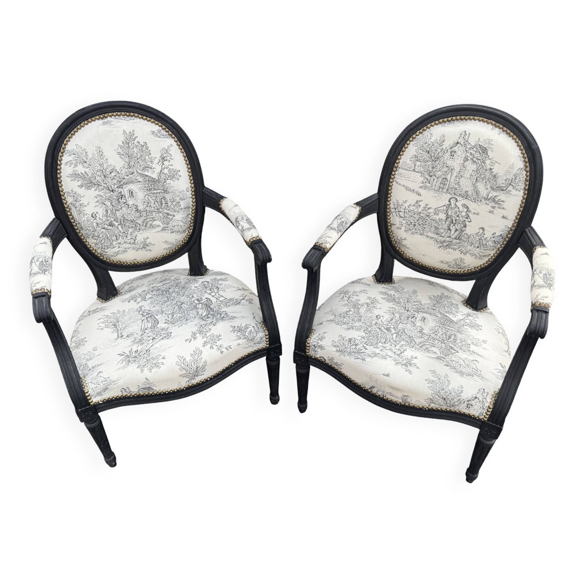 Toile de Jouy convertible armchair